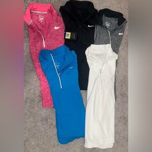Lot of 5 Nike Women's Dri-FIT 1/2-Zip Running and Golf Pullovers